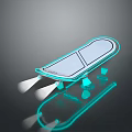 Transparent Tech Device With Turquoise Border Illuminated Support Feet Reflective Base And Lighting Effects 3d model