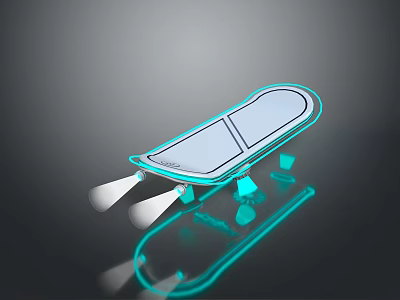 Transparent Tech Device With Turquoise Border Illuminated Support Feet Reflective Base And Lighting Effects 3d model