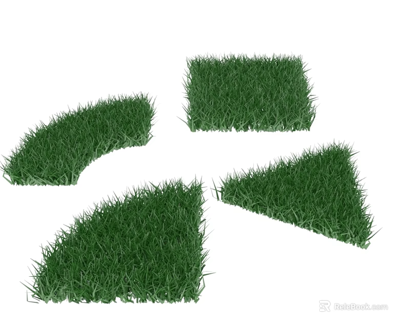 Different Shapes of Green Grass Patches for Landscaping and Decorative Projects 3d model 