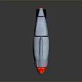 Futuristic Silver Metallic Pistol With Orange Flame Muzzle And Black Brown Grip