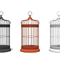 Black Red White Metal Birdcage Decorative Ornament Set for Home Decor