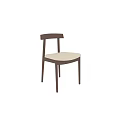 Modern Single Chair With Dark Brown Wooden Legs And Light Beige Upholstered Seat