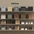 Poliform Stylish Storage Boxes on Shelves with Various Designs and Materials