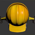 Cute Minion Character with Yellow Helmet Goggles and Blue Overalls as Fictional Creature