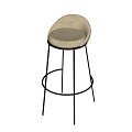 MISSANA Modern Italian Style Simple Fabric Bar Chair Bar Stool 3d model