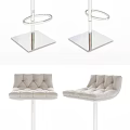 Modern Bar Stools with Tufted Padded Seat and Chrome Square Base Design 3d model
