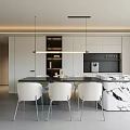 Modern Living and Dining Room Interior With Open Layout Sofa Dining Table And Pendant Lights