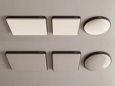 Modern Flush Mount Ceiling Lights With Square And Round Shapes White Panel Black Frame Design 3d model