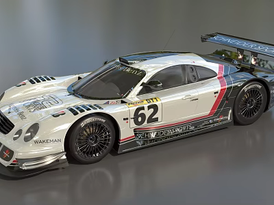 White Race Car With Number 62 Sleek Design Rear Wing And Manthey Sponsorship 3d model