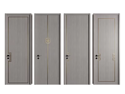 New Chinese Style Flat Door Single Door 3d model