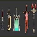 Detailed Colorful Pixel Style Fantasy Weapons With Glowing Effects And Unique Designs