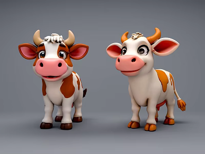 Cartoon milk cow IP adorable cow zodiac cow farm animal IP 3d model
