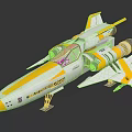 White And Yellow Streamlined Spaceship Model For Space Exploration With Engines And Wings 3d model