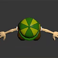 3D Animated Character Creature Wearing Green Helmet Striped Shirt Yellow Shorts And Brown Shoes