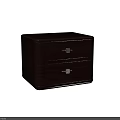 Elegant Dark Wooden Nightstand With Herringbone Pattern Two Drawers And Gold Handles 3d model