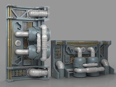 Sci-fi Industrial Equipment Mechanical Parts Cyberpunk Components Technology Pipeline 3d model