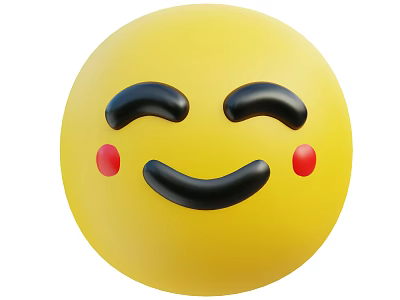 Yellow Smiley Face Decorative Ornament Set With Black Eyebrows And Red Cheek Dots 3d model