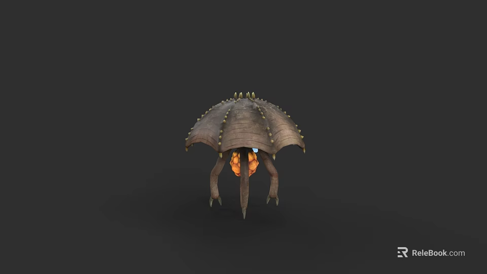 Fantasy Armored Creature Character With Spiked Shell Multiple Legs And Glowing Orange Core 3d model 