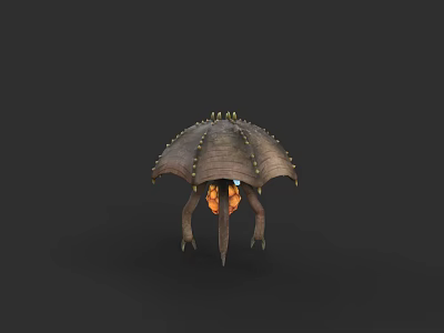 Fantasy Armored Creature Character With Spiked Shell Multiple Legs And Glowing Orange Core 3d model