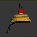 Yellow Sci Fi Robot Probe With Red Siren Light And Three Metal Legs