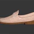 Light Pink Suede Loafers For Women With Casual Fashion Design And Comfortable Brown Sole