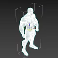 Sci Fi Blue Muscular Game And Movie Character With Mechanical Lines