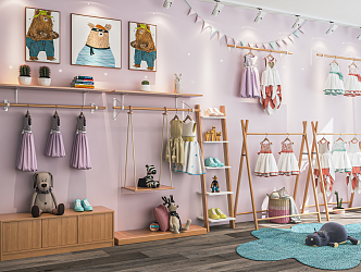 Modern Children's Clothing Store Children's Clothing Store Clothing Shelf Nakajima Booth Children's Clothing 3d model