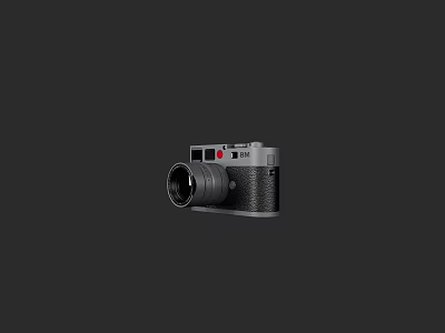 Leica Digital Camera With Silver Black Body And Red Logo On Black Background 3d model