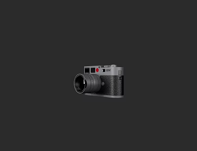 Leica Digital Camera With Silver Black Body And Red Logo On Black Background 3d model
