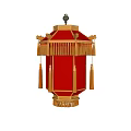 Traditional Red Lantern With Golden Tassels And Ornamental Top Design