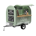 Light Green Mobile Commercial Food Cart With Chalkboard Menu For Serving Drinks And Snacks