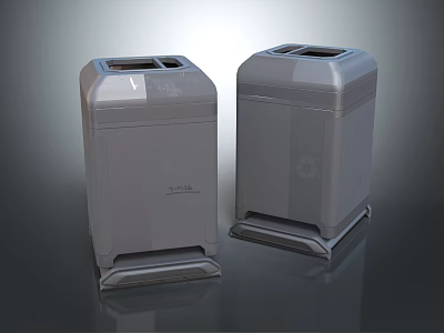 Outdoor Gray Trash Bins With Dual Compartment For Waste Management 3d model