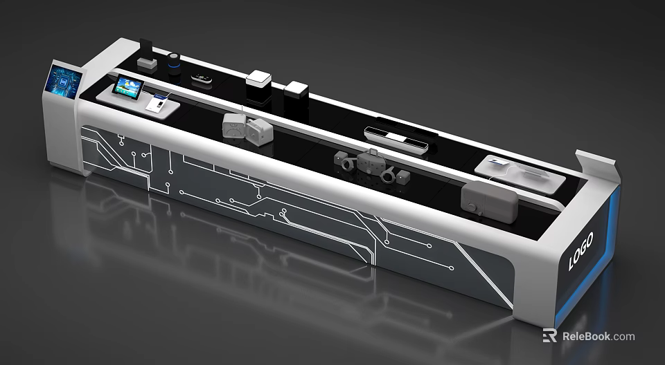 Modern Display Shelf With Sleek Design Multiple Storage Shelves And Metal Frame 3d model