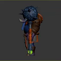 Game Movie Character Elephant Like Blue Purple With Red Cape Brown Armor And Spiked Hammer