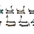 Various Colored Electric Scooters In Different Styles Displayed On Floor And Wall