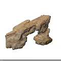 Natural Rock Formation With Weathered Texture And Arch Structure In Beige Brown Tones
