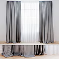 Gray Curtains With White Sheer For Elegant Window Interior Decoration 3d model