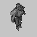 Futuristic Metallic Mechanical Armor Suit With Helmet Hoses Lights And Bolts