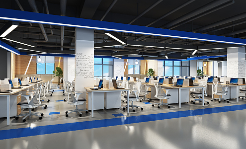 Industrial LOFT Public Office Area Staff Area 3d model