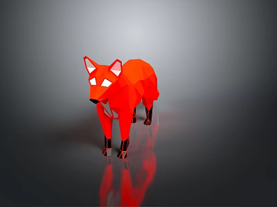 Red Low Poly Fox Game Movie Character Stylized 3D Digital Design Model 3d model