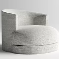 Modern Light Gray Fabric Single Sofa With Round Armrest And Curved Design 3d model