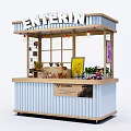 Functional Mobile Cart With Wooden Structure String Lights Plants And Decorative Items 3d model