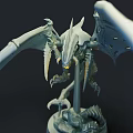 Dragon Shaped Fantasy Sculpture Carving With Detailed Wings And Claws On Round Base