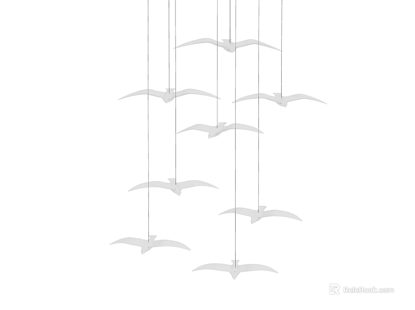 Modern Minimalist Bird Shaped Chandelier With Multiple Hanging Birds And Elegant Design 3d model 
