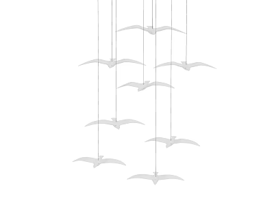 Modern Minimalist Bird Shaped Chandelier With Multiple Hanging Birds And Elegant Design 3d model