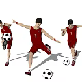 Men In Red Sports Uniform Number 1 Playing Football With Multiple Soccer Balls