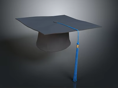 Classic Black Graduation Cap With Blue Tassel As Daily Life Essential 3d model