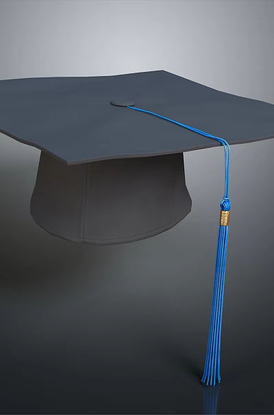 Classic Black Graduation Cap With Blue Tassel As Daily Life Essential 3d model