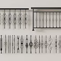 Decorative Iron Railing Designs Featuring Intricate Patterns and Various Styles 3d model