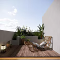 Modern Detached Villa Exterior With Stone Walls Wooden Staircase And Garage Door